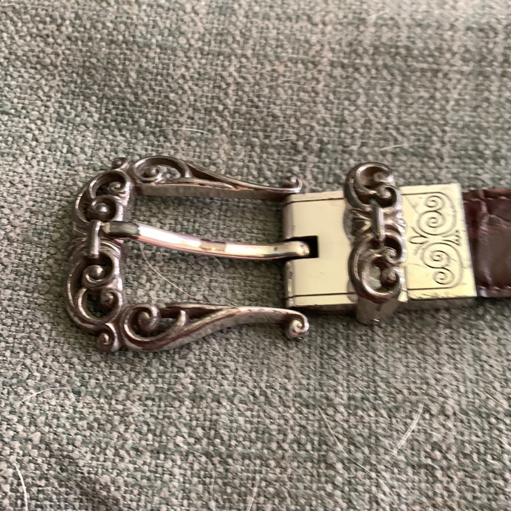 Brighton 2 sided belt, black then twist to burgundy/brownins